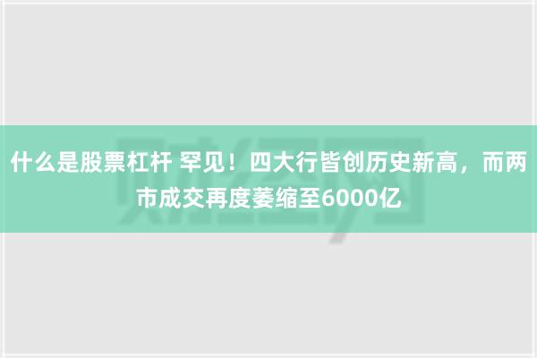 什么是股票杠杆 罕见！四大行皆创历史新高，而两市成交再度萎缩至6000亿